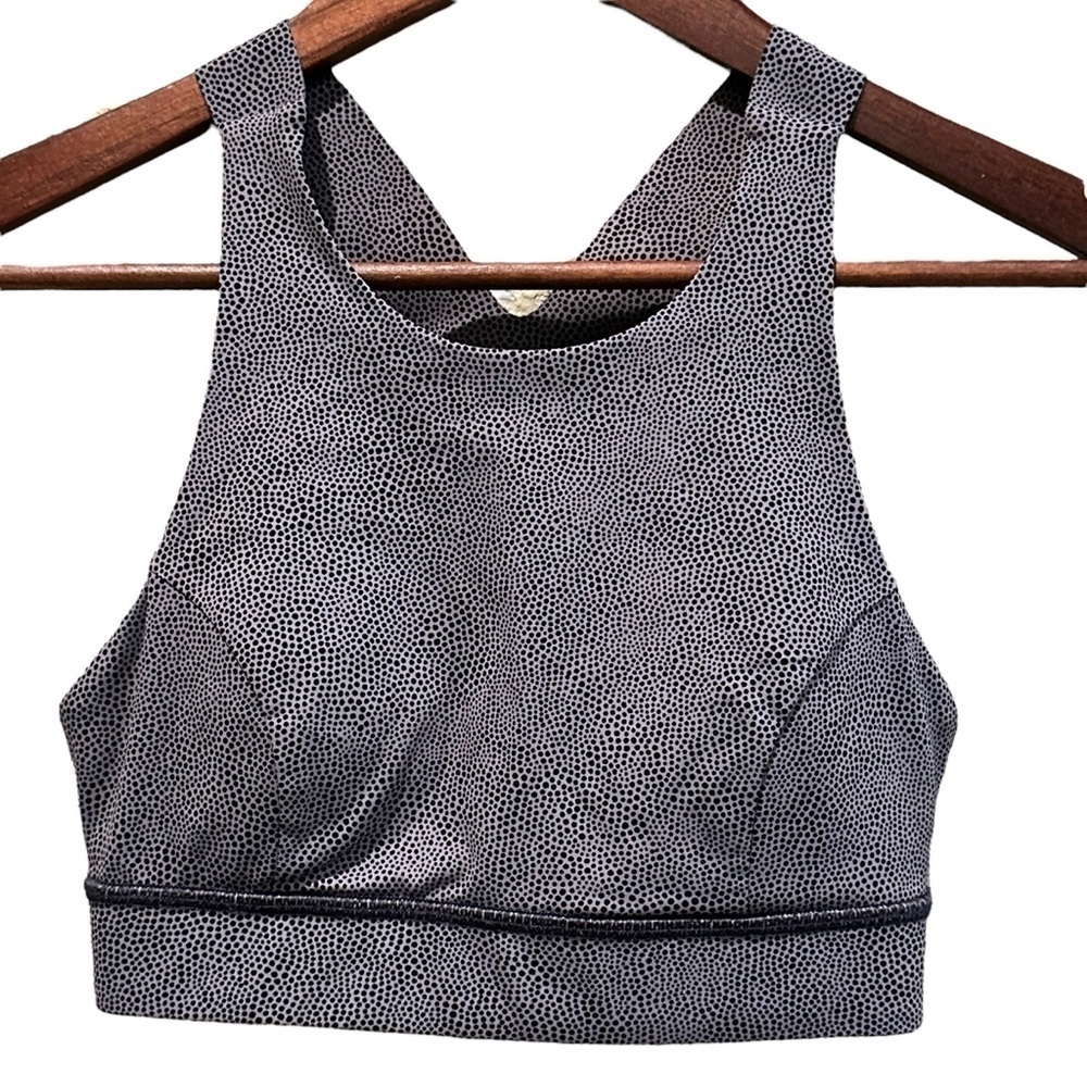 Lululemon Fast Free Bra Gray Black Racerback Nulux Medium Support B/C Size 4